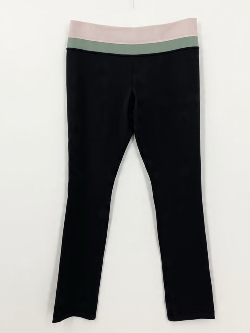 Lululemon Groove Crop Leggings 10 Black Colorblock Waistband Reversible
